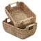 Casafield Set of 2 Water Hyacinth Seagrass Oval Storage Baskets with Wooden Handles - Woven Bin Organizers